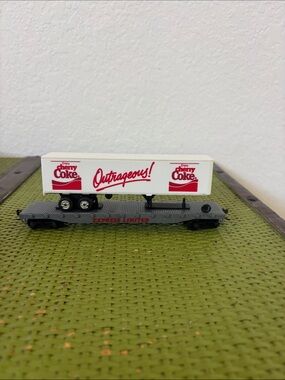 Outrageous! Cherry Coke Toy Trailer on flatbed express limited ho train car